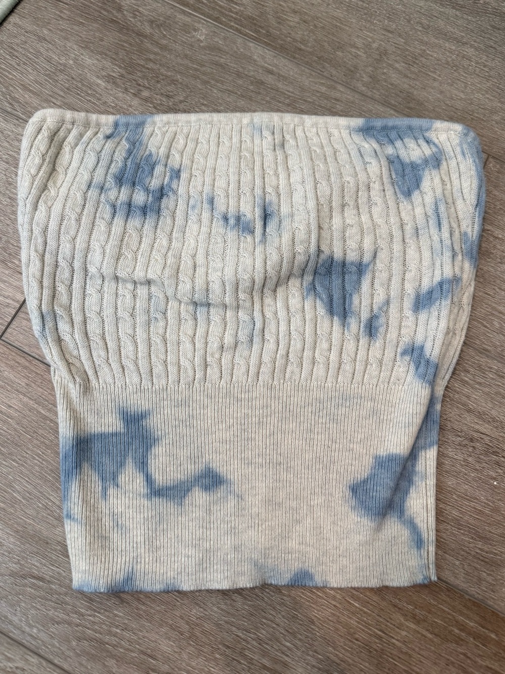 Autumn Cashmere Cream and Blue Cable-Knit Tube Top